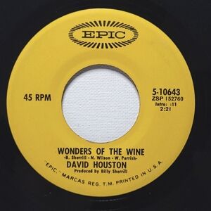 David Houston Vinyl 45 Wonders Of The Wine / If God Can Forgive Me VG+ Country